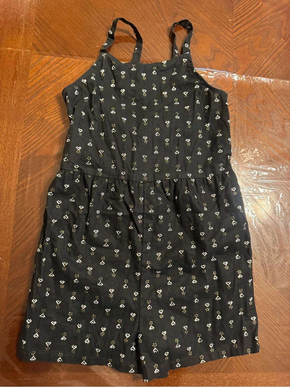 Lot of 2 Carter's Black Floral Smocked Romper and gray striped jumpsuit